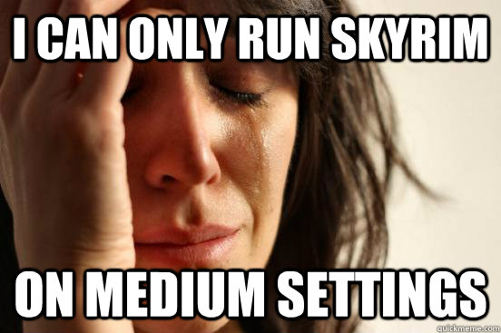 I can only run skyrim on medium settings  First World Problems