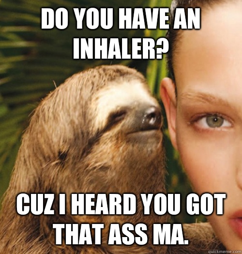 Do you have an inhaler? Cuz I heard you got that ass ma.  Whispering Sloth