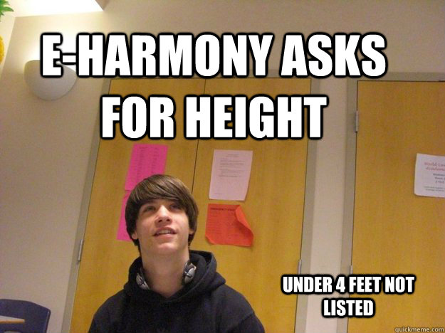 E-harmony asks for height under 4 feet not listed  