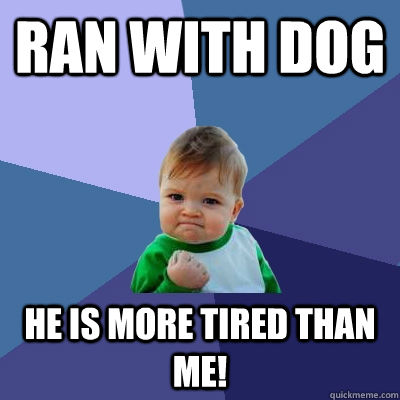 Ran with dog He is more tired than me!  Success Kid