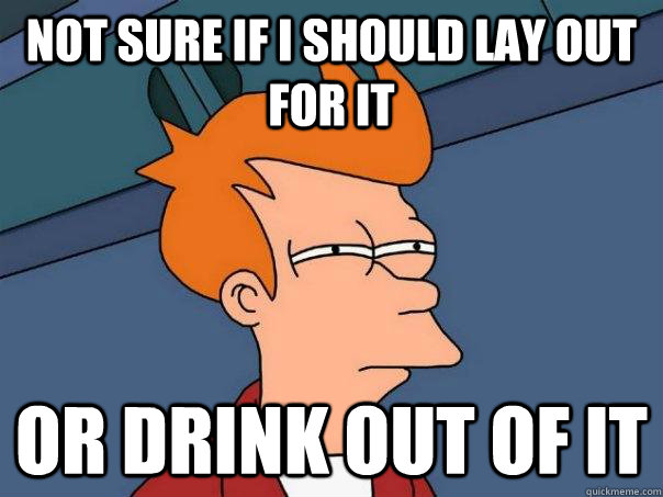 Not sure if i should lay out for it or drink out of it  Futurama Fry