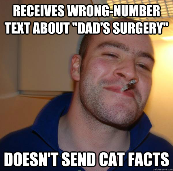 Receives wrong-number text about 