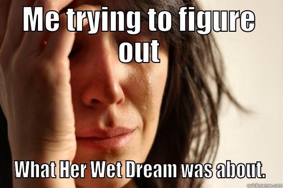 ME TRYING TO FIGURE OUT WHAT HER WET DREAM WAS ABOUT. First World Problems