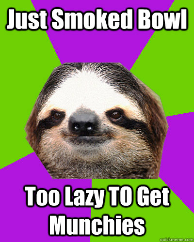Just Smoked Bowl Too Lazy TO Get Munchies - Just Smoked Bowl Too Lazy TO Get Munchies  Weed sloth