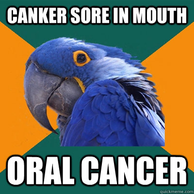 Canker sore in moutH ORAL CANCER  Paranoid Parrot