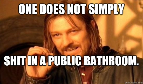 One Does Not Simply shit in a public bathroom.   Boromir