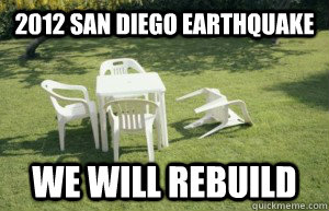2012 San Diego earthquake WE WILL REBUILD - 2012 San Diego earthquake WE WILL REBUILD  Earthquake