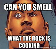 CAN YOU SMELL WHAT THE ROCK IS COOKING - CAN YOU SMELL WHAT THE ROCK IS COOKING  The Rocks convincing face