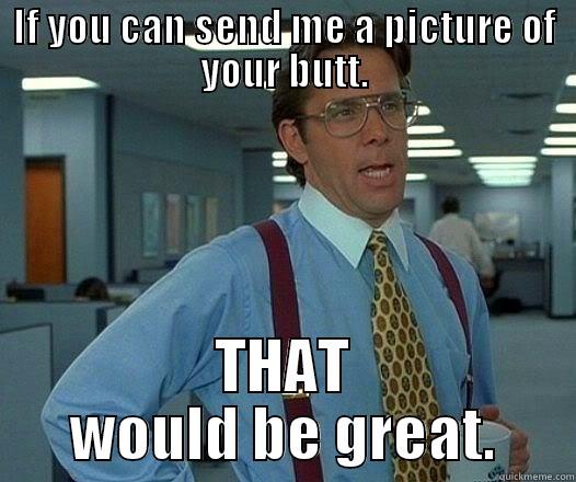 IF YOU CAN SEND ME A PICTURE OF YOUR BUTT. THAT WOULD BE GREAT. Office Space Lumbergh