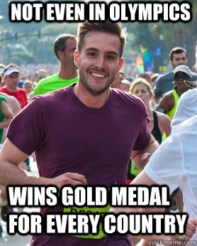 Not even in Olympics Wins Gold medal for every country  Ridiculously photogenic guy