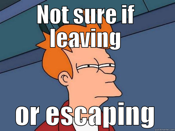 NOT SURE IF LEAVING OR ESCAPING Futurama Fry