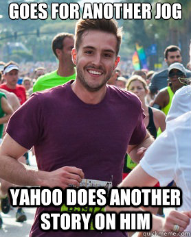 goes for another jog yahoo does another story on him  Ridiculously photogenic guy
