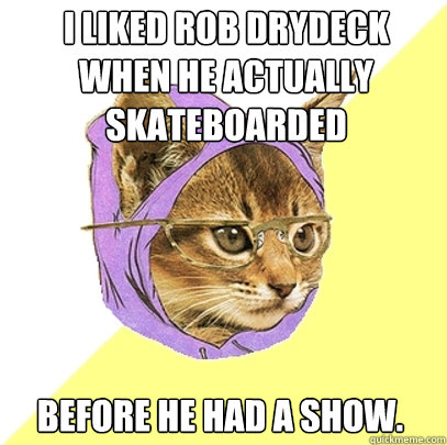 I liked rob drydeck when he actually skateboarded before he had a show.  Hipster Kitty