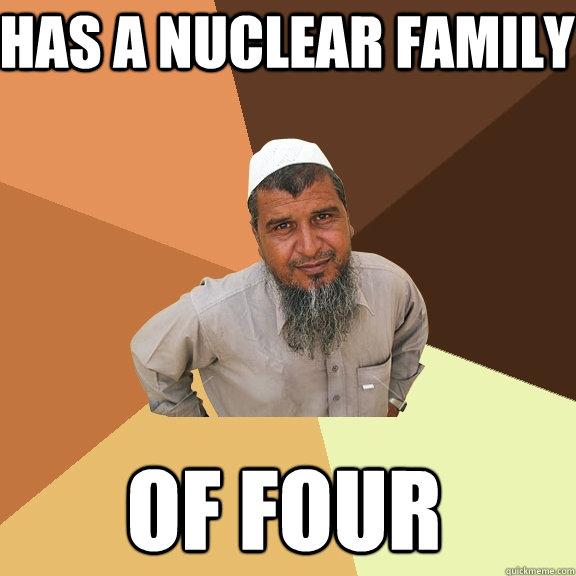 Has a nuclear family of four  Ordinary Muslim Man