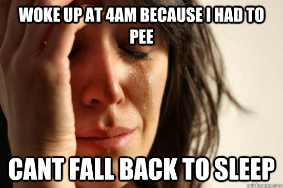 woke up at 4am because i had to pee cant fall back to sleep  First World Problems