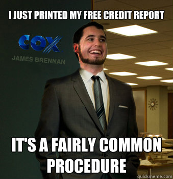 I JUST PRINTED MY FREE CREDIT REPORT  iT'S A FAIRLY COMMON PROCEDURE  - I JUST PRINTED MY FREE CREDIT REPORT  iT'S A FAIRLY COMMON PROCEDURE   Success Chunk