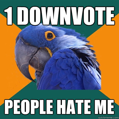 1 downvote People hate me  Paranoid Parrot