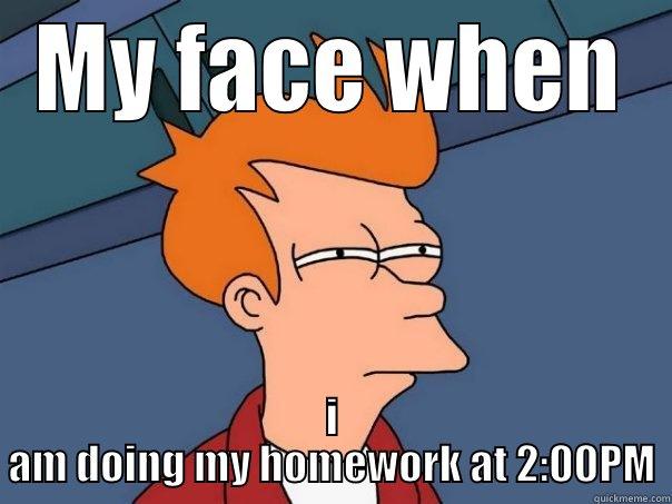 MY FACE WHEN I AM DOING MY HOMEWORK AT 2:00PM Futurama Fry