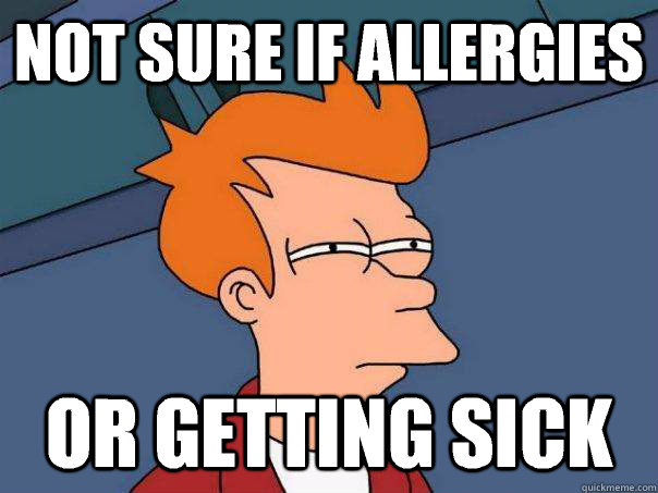 Not sure if allergies Or getting sick  Futurama Fry