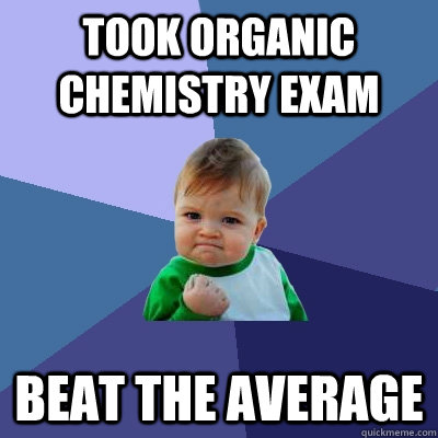 took organic chemistry exam beat the average  Success Kid