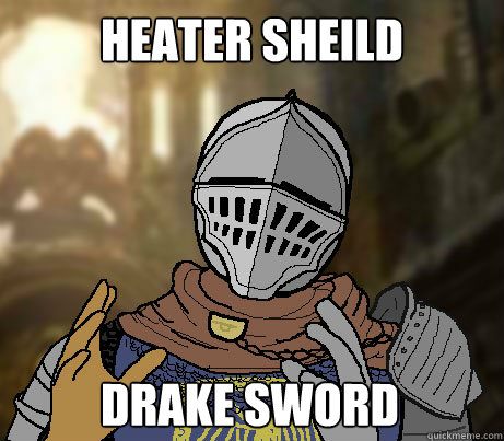 Heater Sheild Drake Sword Caption 3 goes here  Dark Souls demons