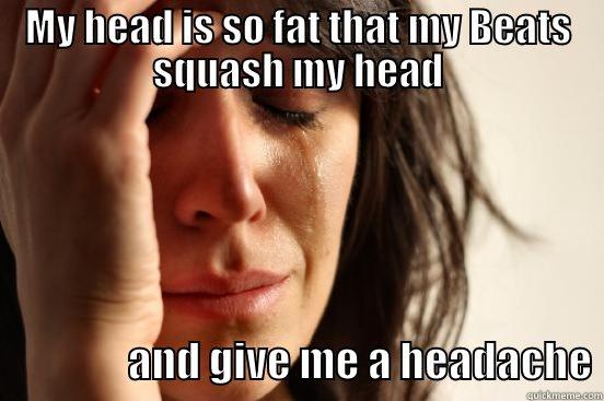 MY HEAD IS SO FAT THAT MY BEATS SQUASH MY HEAD                 AND GIVE ME A HEADACHE First World Problems