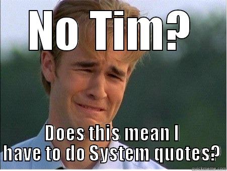 NO TIM? DOES THIS MEAN I HAVE TO DO SYSTEM QUOTES? 1990s Problems