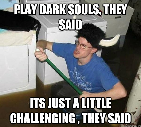 play dark souls, they said Its just a little challenging , they said  They said