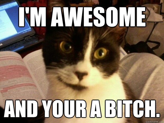 I'm awesome And your a bitch.  