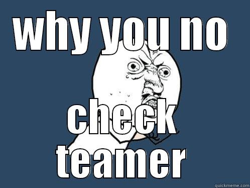 WHY YOU NO CHECK TEAMER Y U No