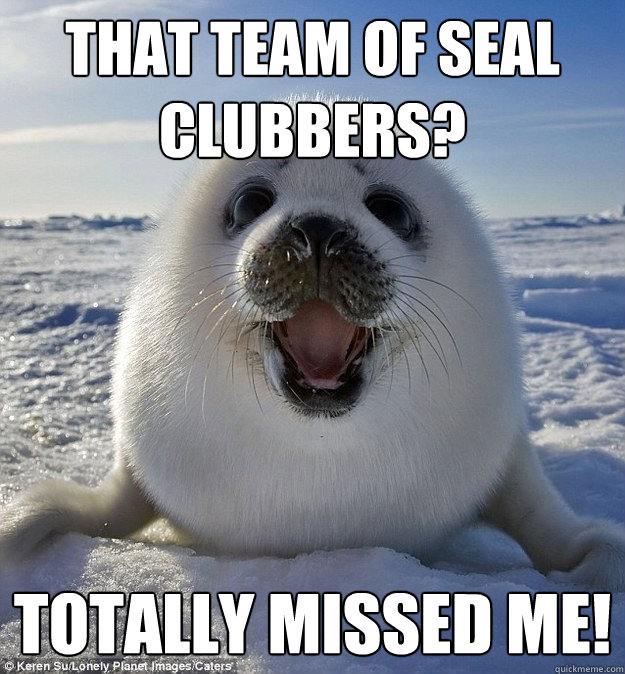 That team of seal clubbers? Totally missed me!  Easily Pleased Seal