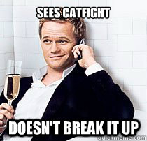 Sees catfight Doesn't break it up  