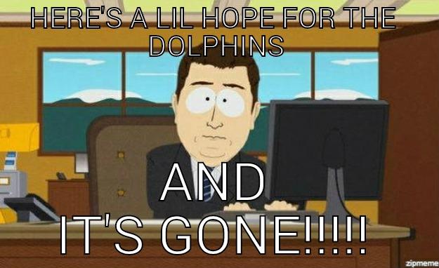 HERE'S A LIL HOPE FOR THE  DOLPHINS AND IT'S GONE!!!!! aaaand its gone
