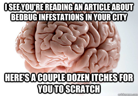 i see you're reading an article about bedbug infestations in your city here's a couple dozen itches for you to scratch  Scumbag Brain