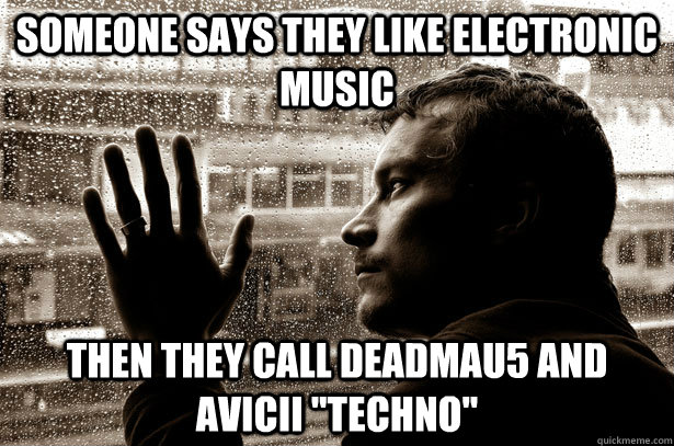 Someone says they like electronic music Then they call Deadmau5 and Avicii 