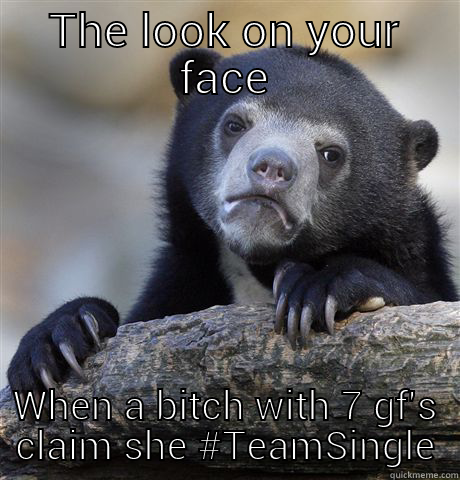 THE LOOK ON YOUR FACE WHEN A BITCH WITH 7 GF'S CLAIM SHE #TEAMSINGLE Confession Bear