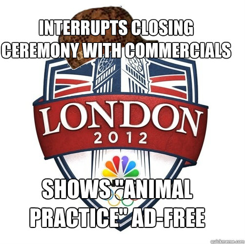 Interrupts Closing Ceremony with commercials Shows 