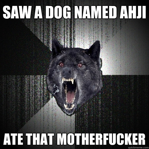 saw a dog named ahji ATE THAT MOTHERFUCKER  Insanity Wolf