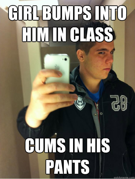 girl bumps into him in class cums in his pants  