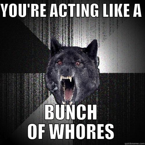 YOU'RE ACTING LIKE A  BUNCH OF WHORES Insanity Wolf