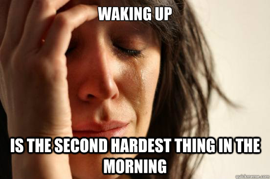 waking up is the second hardest thing in the morning  First World Problems