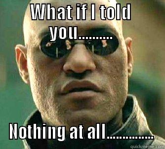 WHAT IF I TOLD YOU.......... NOTHING AT ALL............... Matrix Morpheus