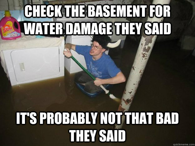 Check the basement for water damage they said It's probably not that bad they said  