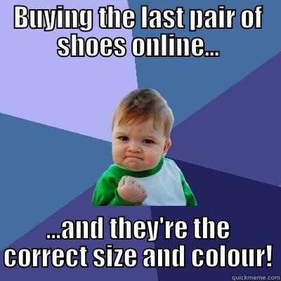 BUYING THE LAST PAIR OF SHOES ONLINE... ...AND THEY'RE THE CORRECT SIZE AND COLOUR! Success Kid