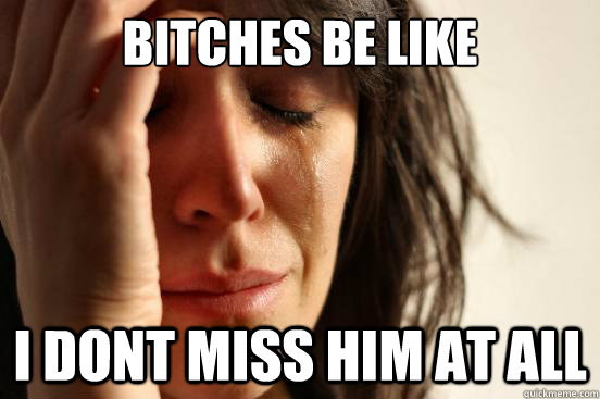 bitches be like  i dont miss him at all  First World Problems