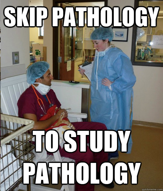 skip pathology to study pathology  Overworked Veterinary Student