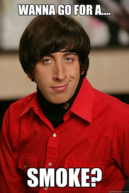 wanna go for a.... smoke?  Pickup Line Scientist