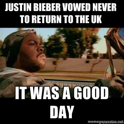 Justin bieber vowed never to return to the UK   ICECUBE
