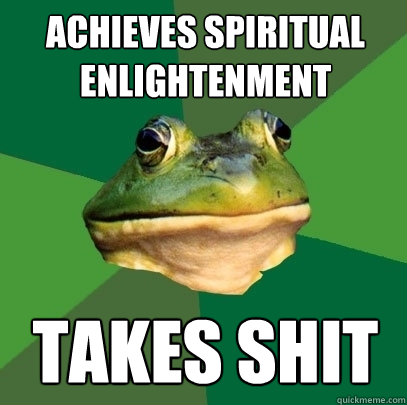 achieves spiritual enlightenment takes shit  Foul Bachelor Frog