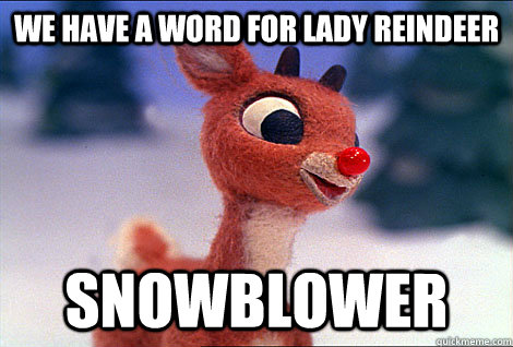 We have a word for lady reindeer snowblower  Condescending Rudolph